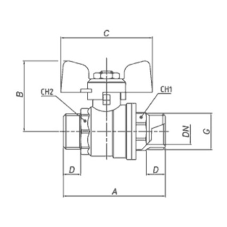 Картинка Кран шаровой 1/2' НН полнопроходной бабочка OREGON 327 Bugatti