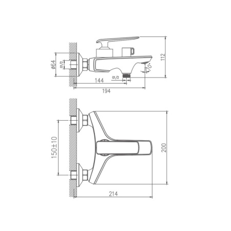 Изображение Смеситель для ванны латунь VALFEX Orion Black VF.60548-7 Картинка Смеситель для ванны латунь VALFEX Orion Black VF.60548-7