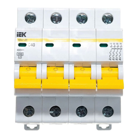 Картинка Выключатель автоматический 4п 40А С ВА47-29 4.5кА IEK