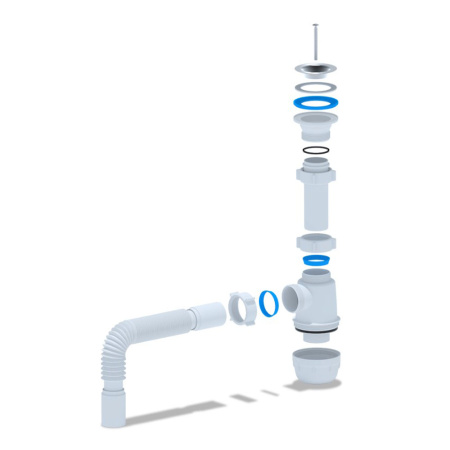 Картинка Сифон для кухонной мойки 1 1/2"x40 с гибкой трубой 40x40 мм АНИ Пласт A0105
