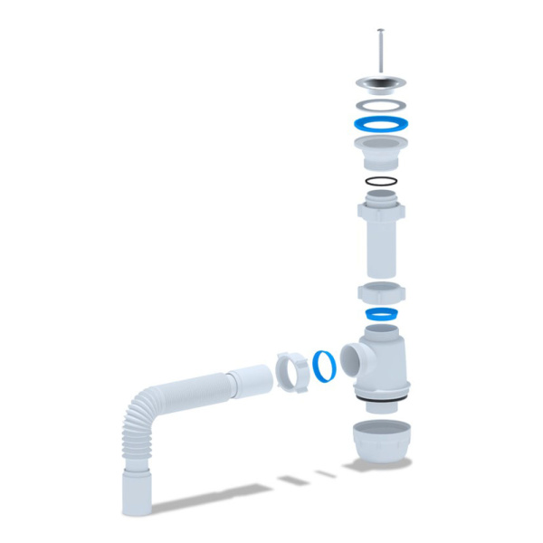 Картинка Сифон для кухонной мойки 1 1/2"x40 с гибкой трубой 40x40 мм АНИ Пласт A0105
