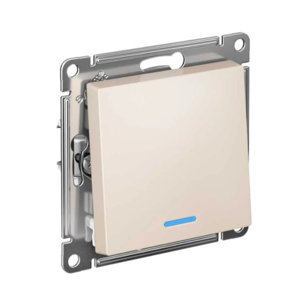 Картинка Переключатель проходной 1 клавиша с подсветкой в рамку Бежевый Systeme Electric ATLASDESIGN