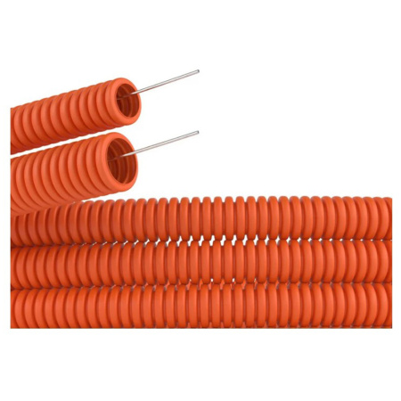 Картинка Труба ПНД Ø 25 мм Оранжевая гофрированная гибкая легкая с протяжкой DKC