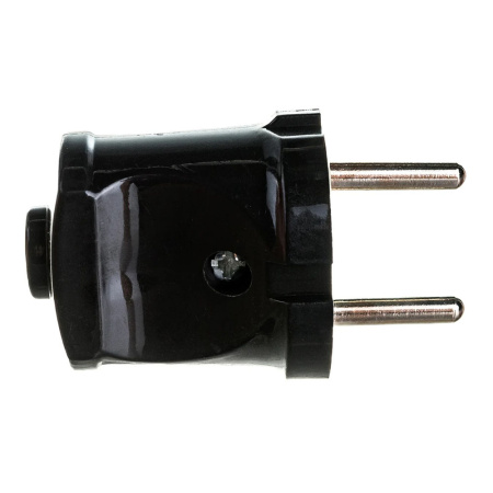 Картинка Вилка электрическая прямая без заземления 10А 250В 4242 Черная IN HOME