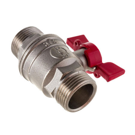 Картинка Кран шаровой 3/4" НР/НР ручка-бабочка латунь никелированный VALFEX PREMIUM