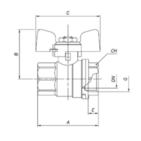 Картинка Кран шаровой 1/2' ВВ полнопроходной бабочка OREGON 302 Bugatti