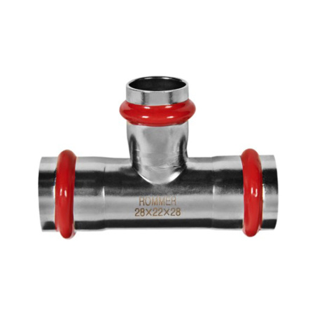 Картинка Тройник-переходник ВПр Ø 28х22х28 Нержавеющая сталь пресс ROMMER