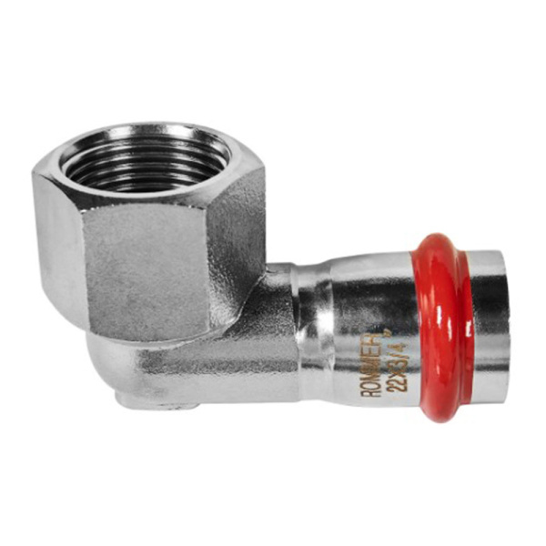 Картинка Угольник-переходник ВПр-ВР Ø 22х3/4" Нержавеющая сталь пресс ROMMER