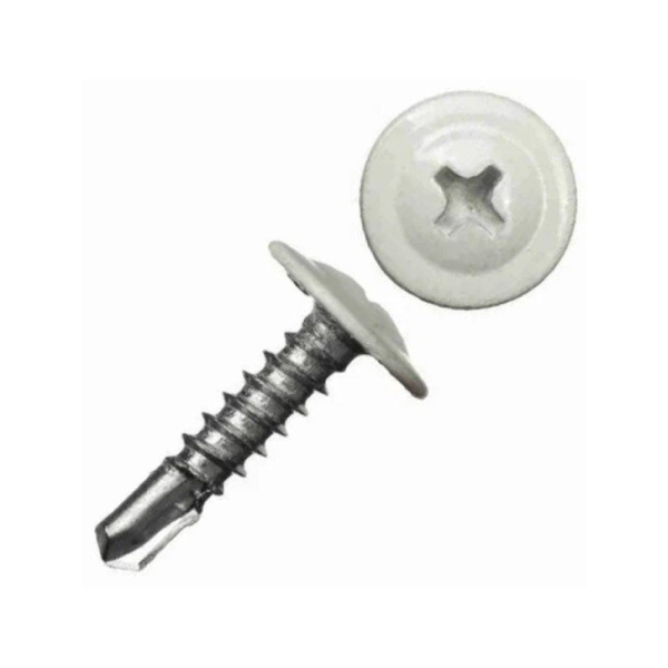 Картинка Саморез с пресс-шайбой 4.2х19 мм сверло RAL9003 Белый