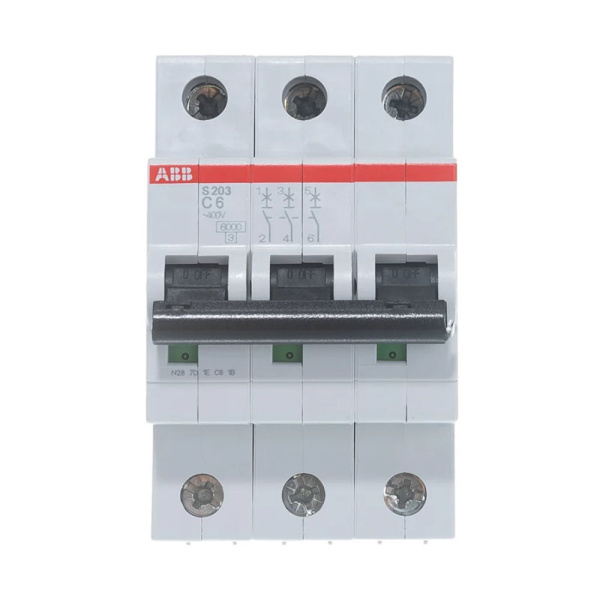 Картинка Автоматический выключатель 3п S203 С 6А 6,0кА ABB