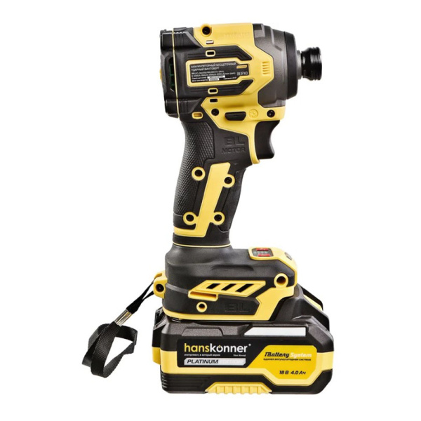 Картинка Винтоверт аккумуляторный ударный 18В 280Нм 1/4" 1х4 А/ч кейс Hanskonner PLATINUM