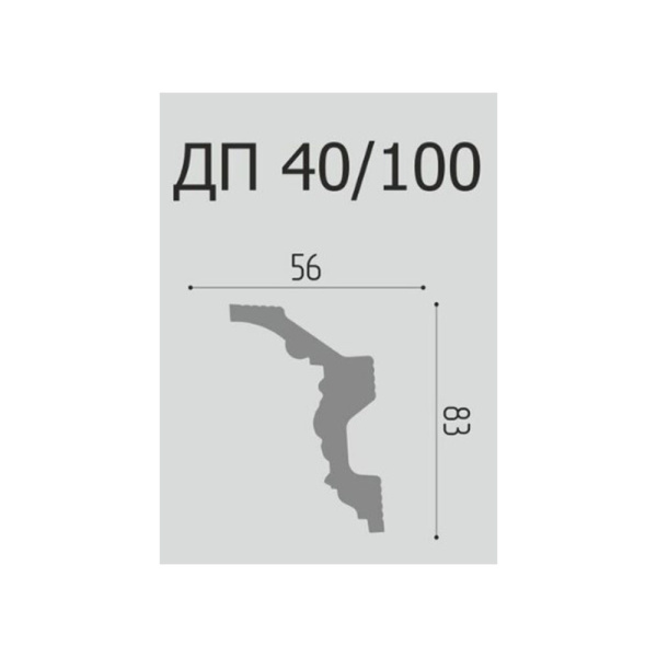 Картинка Плинтус потолочный ДП 40/100 83х56 мм 2 м Де-Багет