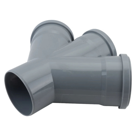 Картинка Канализационная крестовина Политэк одноплоскостная 110х110х110/45° Серая