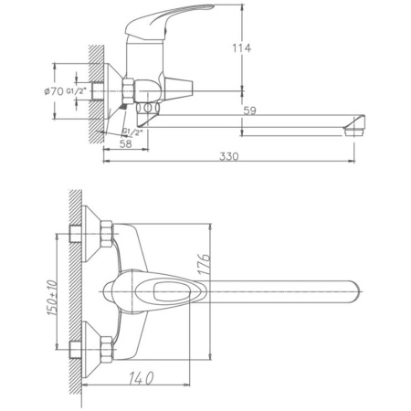 Изображение Смеситель для ванны длинный излив латунь VALFEX Harma Сhrome Картинка Смеситель для ванны длинный излив латунь VALFEX Harma Сhrome