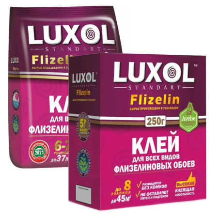 Картинка Клей обойный для флизелиновых обоев 250 г LUXOL флизелин Standart