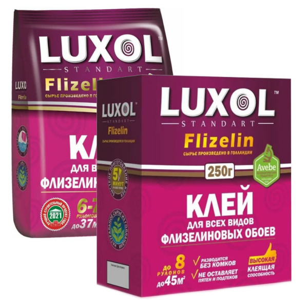 Картинка Клей обойный для флизелиновых обоев 250 г LUXOL флизелин Standart