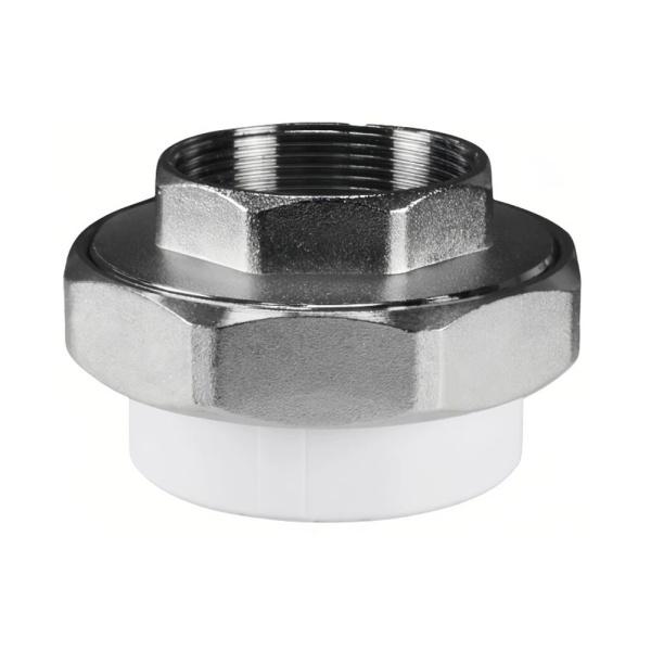 Картинка Муфта комбинированная разъемная Ø 50 х 2' ВР американка полипропилен Белая PPR Valfex