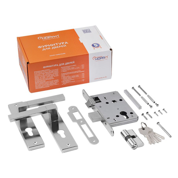 Картинка Замок врезной № 709К-55 мм Хром НОРА-М