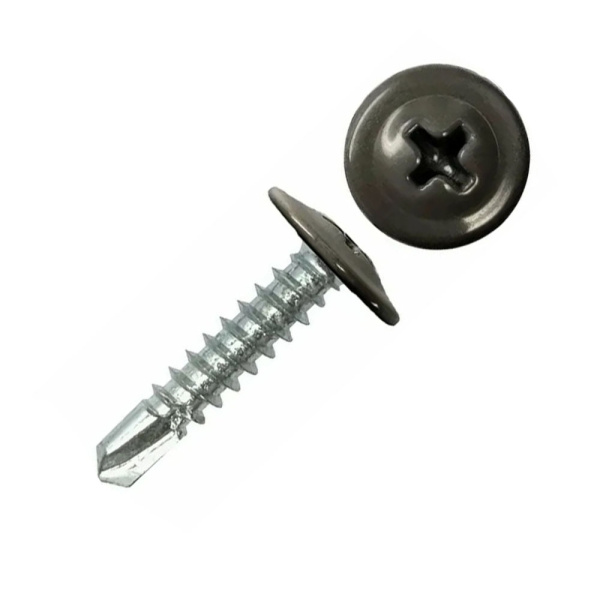 Картинка Саморез с пресс-шайбой 4.2х19 мм сверло RAL7024 Темно-серый