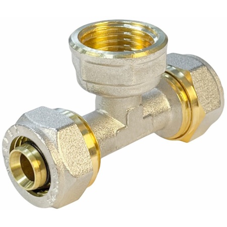 Тройник обжимной переходной для труб металлопласт Ø 20x1/2'х20 ВР Valfex VF.332.N.201220