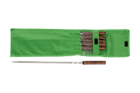 Набор плоских шампуров с деревянной рукояткой Palisad Camping 650 мм в чехле 6 шт