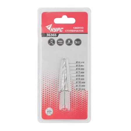 Картинка Сверло ступенчатое 4-12 мм КУРС