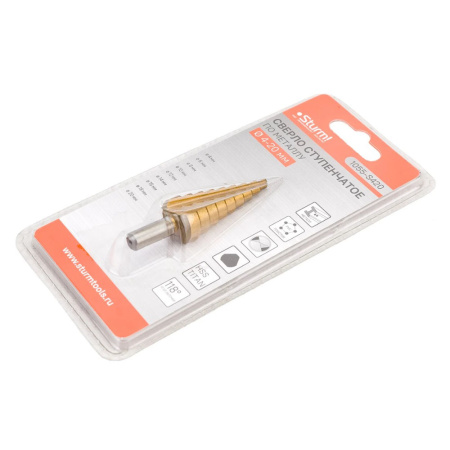 Картинка Сверло ступенчатое по металлу 4-20 мм прямое Sturm