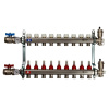 Коллектор нержавеющая сталь 9 выходов с кранами воздушниками расходомерами SMS 0907 000009 STOUT