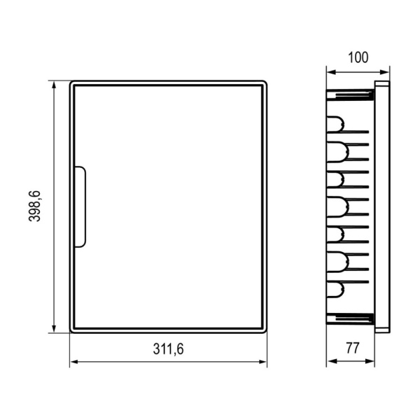 Картинка Корпус пластиковый встраиваемый FRAME ЩРВ-П-24 IP41 тонированная дверь F24B1WD DKC
