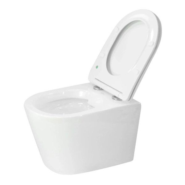 Картинка Унитаз подвесной горизонтальный выпуск сиденье дюропласт микролифт Белый Circulo Rimless Selena