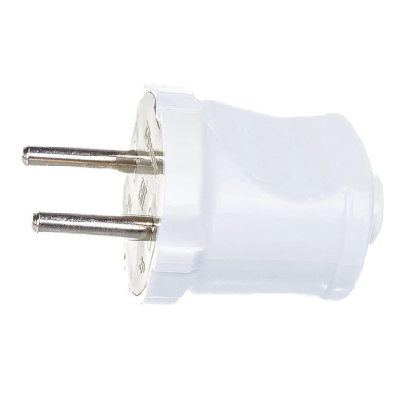Картинка Вилка прямая без заземления электрическая Белая 10А 250В 4142 IN HOME