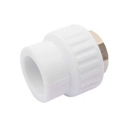 Картинка Муфта комбинированная Ø 40 х 1 1/2' ВР полипропилен PPR под ключ Белая Valfex