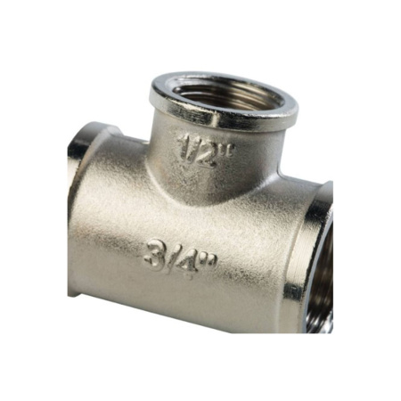 Картинка Тройник ВВВ 3/4"х1/2"х3/4" переходной никелированный STOUT