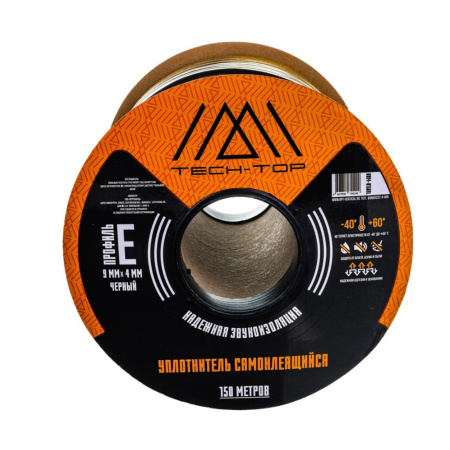 Картинка Уплотнитель 9х4мм Черный 150 м TECH-TOP Е