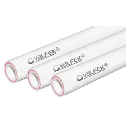 Картинка Труба полипропилен Ø 20 х 3.4 PN25 армированная стекловолокном Белая хлыст 4 м Valfex