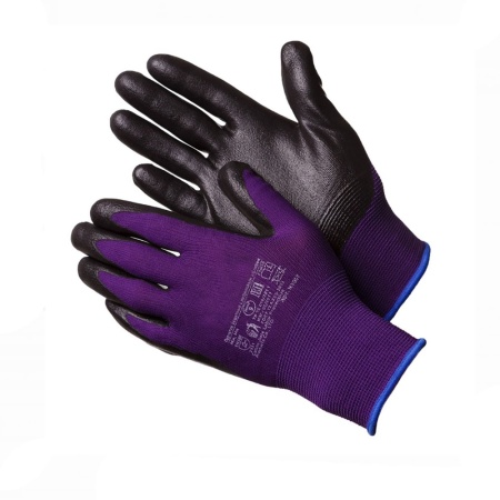 Перчатки нейлоновые с фиолетовым обливом цвет Черный
