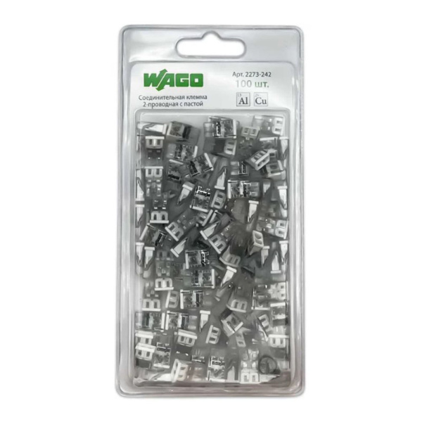 Картинка Клемма 2-х проводная Белая 0.5-2.5 мм для распределительной коробки с пастой WAGO