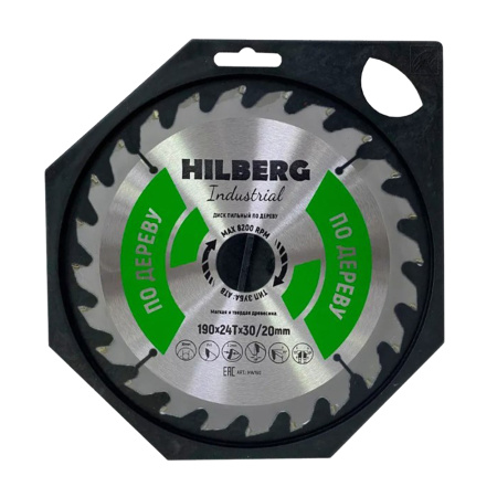 Картинка Диск пильный 190х30х20 мм 24 зубца по дереву Hilberg