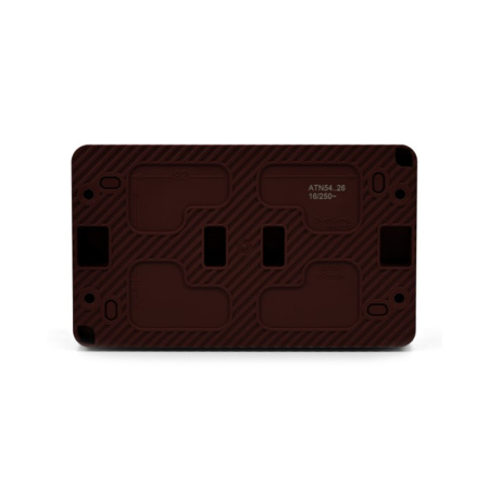 Картинка Розетка 2-местная с шторками и крышкой IP54 16А 250B Коричневая Systeme Electric ATLASDESIGN Profi54