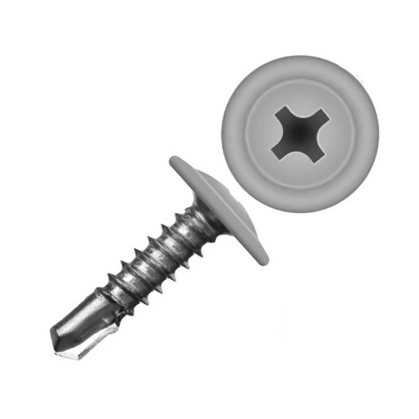 Картинка Саморез с пресс-шайбой 4.2х19 мм сверло RAL7004 Светло-серый