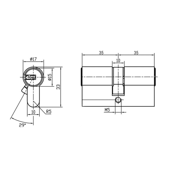 Картинка Цилиндр для замка Door Lock стандарт 45х45 никель