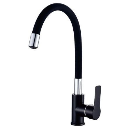 Смеситель для кухни гибкий силиконовый излив латунь VALFEX Estreya Black VF.70113-7