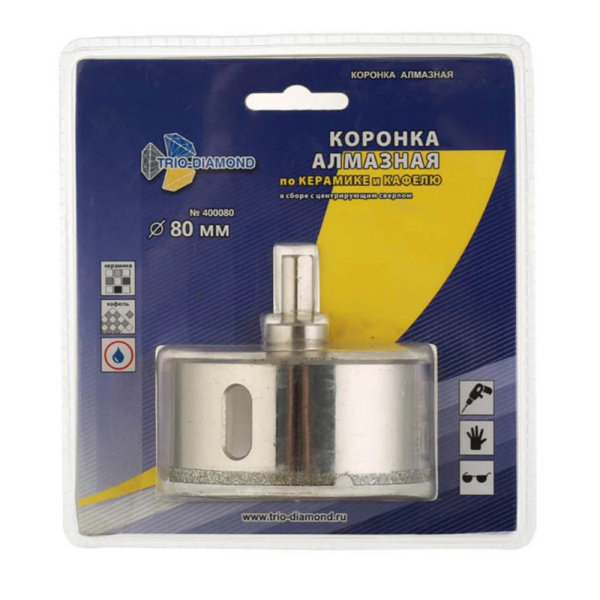 Изображение Коронка алмазная 80 мм по керамограниту и мрамору Trio-Diamond Картинка Коронка алмазная 80 мм по керамограниту и мрамору Trio-Diamond