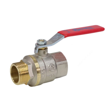 Кран шаровой 1003 Euro Ду32 1 1/4" ВР/НР никелированный полнопроходной рычаг красный Aquasfera