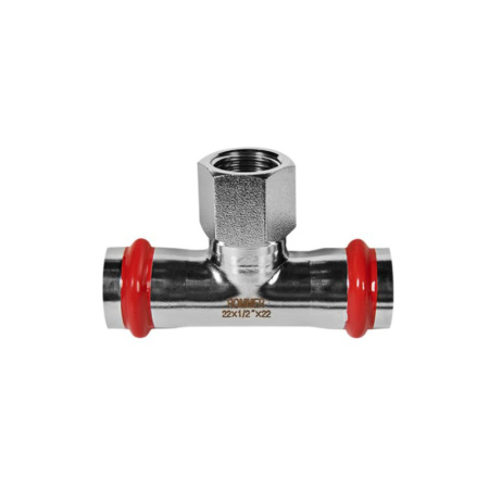Картинка Тройник-переходник ВПр-ВР Ø 22х1/2"х22 Нержавеющая сталь пресс ROMMER