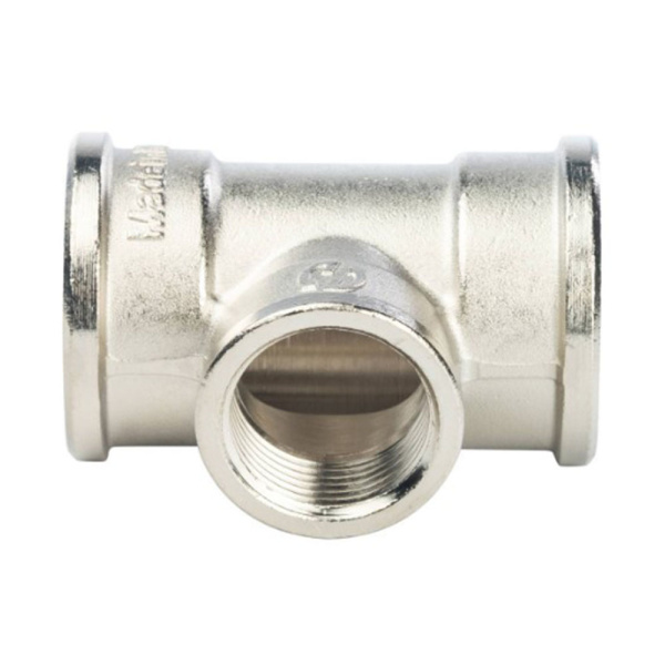 Картинка Тройник ВВВ 1"х3/4"х1" переходной никелированный STOUT