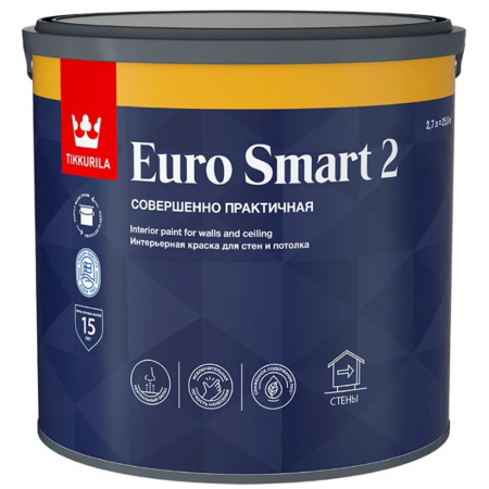 Краска для стен и потолка 2,7 л Tikkurila Euro Smart 2