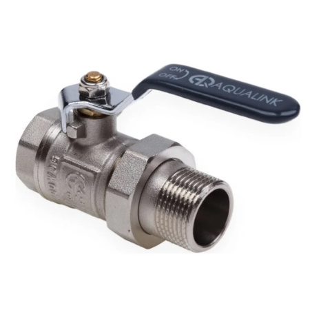 Картинка Кран шаровой со сгоном ВН 1/2 U ручка никелированный AQUALINK