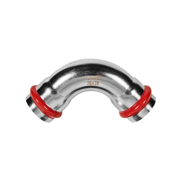 Картинка Угольник Впр-Впр Ø 28 мм 90° Нержавеющая сталь пресс ROMMER