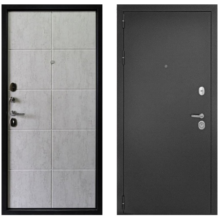 Дверь ДК Рубикон 2 С размер 860х2050 бетон чикаго левая с цилиндрическим замком и дверной фурнитурой